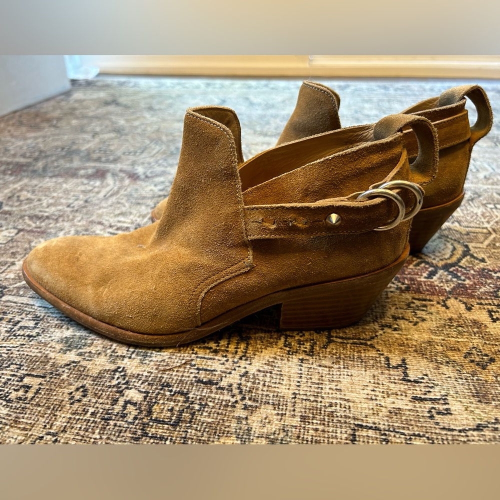 Rag & Bone Suede Tan Boots with Buckle Detail